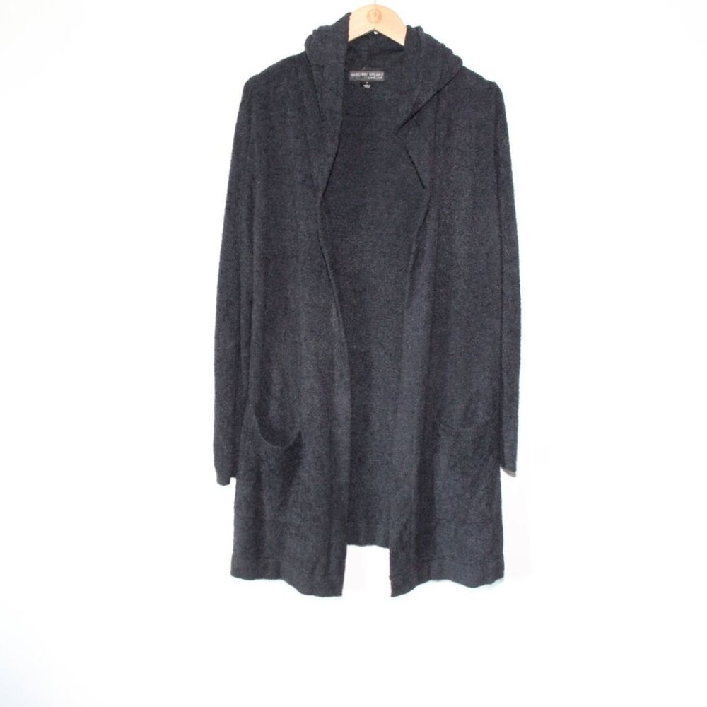 Barefoot Dream CozyChic Lite Coastal Hooded Cardigan Black Size Medium H13817 - Picture 2 of 9